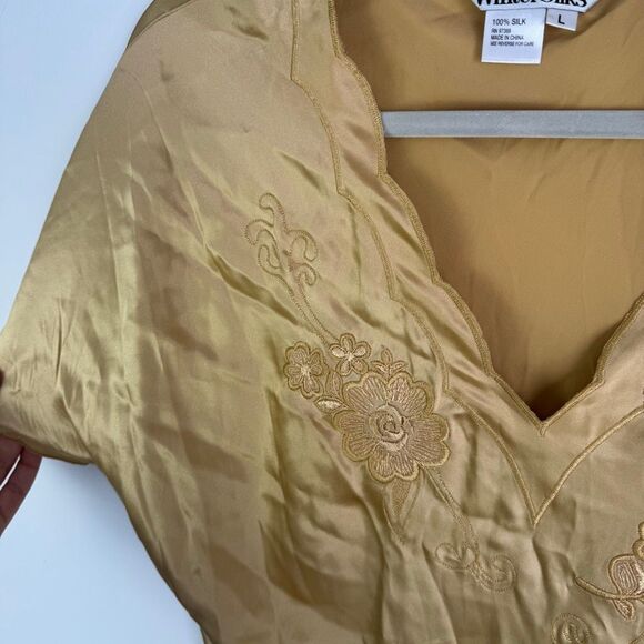 Vintage WinterSilks 100% Silk Slip Long Dress Gown Gold Large Quiet Luxury Money - Picture 5 of 7